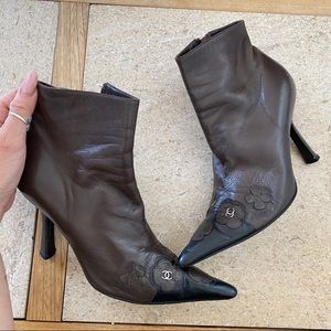 Chanel Sz 6 or 36.5 Two Tone Boots Shoes Heels
